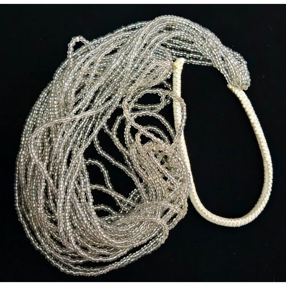 Vintage Multi-strand Clear Silvertone Rope Necklace - Picture 1 of 4
